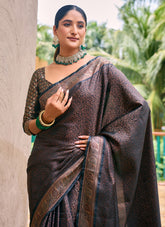 Black Colour Party Wear Saree Looking Attractive